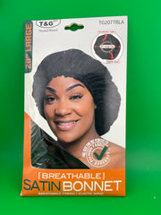T&G Satin Bonnet | Breathable Fabric | Elastic Band 20" Large TG2077BLA
