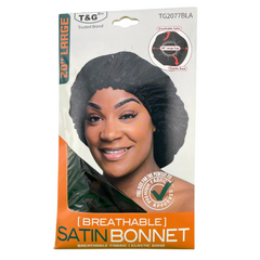 T&G Satin Bonnet | Breathable Fabric | Elastic Band 20" Large TG2077BLA
