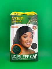 T&G Argan & Olive Oil Treated 3.5" Wide Band Sleep Cap - TG3005BLA