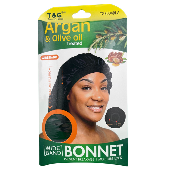 T&G Argan & Olive Oil Treated 3.5" Wide Band Sleep Cap - TG3005BLA