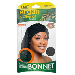 T&G Argan & Olive Oil Treated Wide Band Bonnet - TG3004BLA