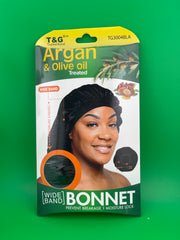 T&G Argan & Olive Oil Treated Wide Band Bonnet - TG3004BLA
