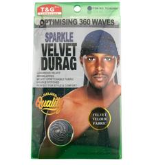 T&G Optimising 360 Waves Sparkle Velvet Durag Blue Item No. TG5804NV