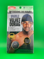 T&G Optimising 360 Waves Sparkle Velvet Durag Blue Item No. TG5804NV