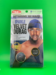T&G Optimising 360 Waves Sparkle Velvet Durag Navy Blue Item No. TG5842RB