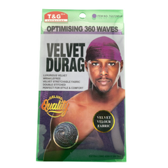 T&G Optimising 360 Waves Sparkle Velvet Durag Purple Item No. TG5866PUR