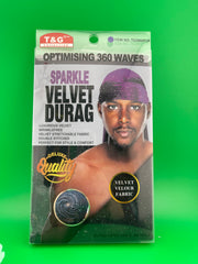 T&G Optimising 360 Waves Sparkle Velvet Durag Purple Item No. TG5866PUR