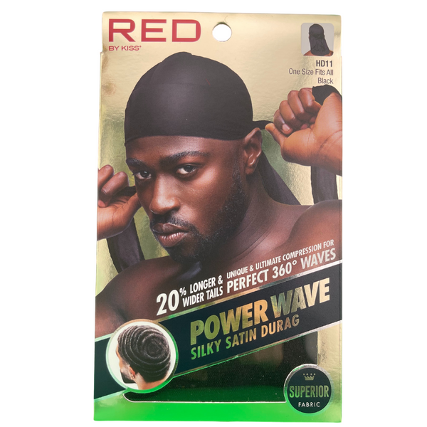 Red By kiss Power Wave Silky Satin Durag 20% Longer 7 Wider Tails