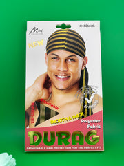 Murry Smooth & Thick Durag (Black + Golden) Lines Pattern