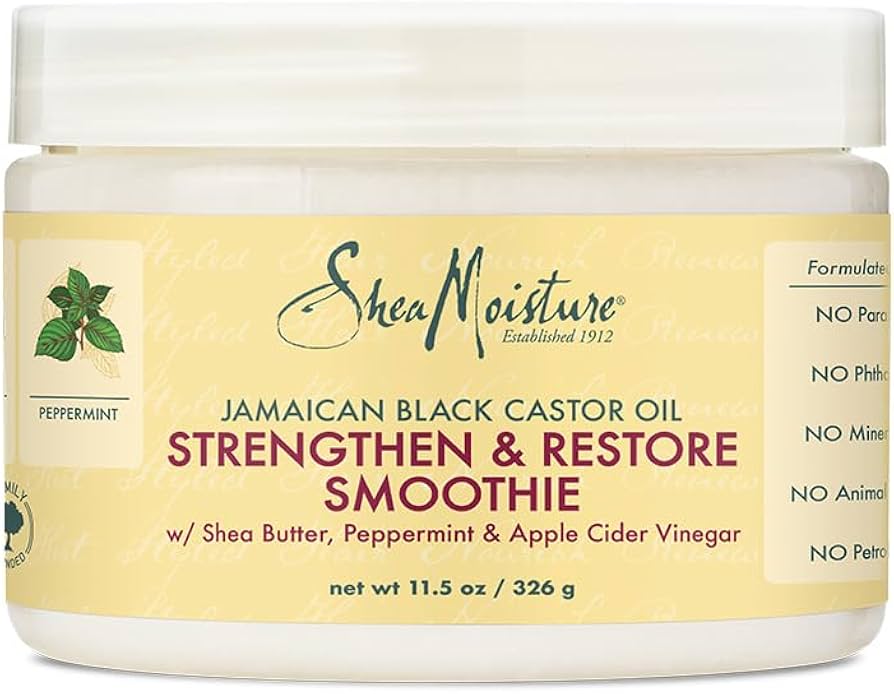 SHEA MOISTURE - STRENGTHEN & RESTORE SMOOTHIE with BLACK CASTOR OIL, SHEA BUTTER, PEPPERMINT &APPLE CIDER VINEGAR - 11.5Oz