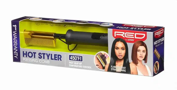 RED by KISS - HOT STYLER PRESSING COMB - 2 VARIANTS - 1 YEAR WARRANTY