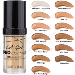 LA GIRL - PRO COVERAGE FOUNDATION - Color # GLM 641-656 28mL