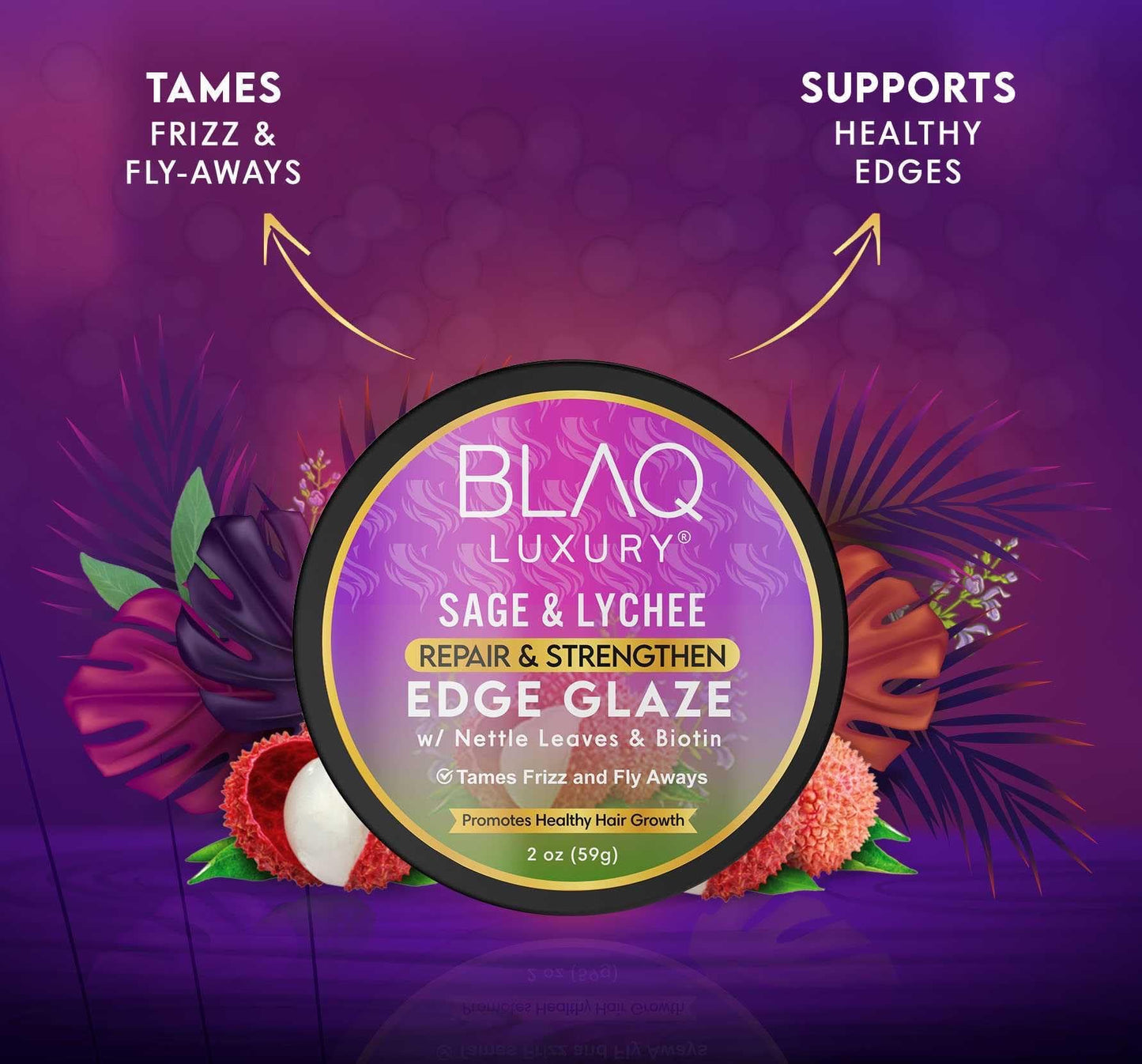 BLAQ LUXURY - REPAIR & STRENGTHEN EDGE GLAZE with NETTLE LEAVES & BIOTIN - 2Oz