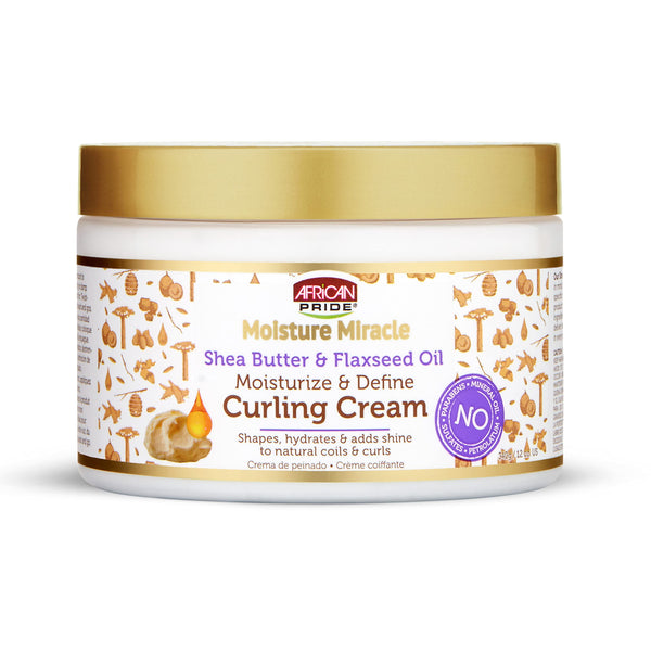 AFRICAN PRIDE - MOISTURIZE & DEFINE CURLING CREAM with SHEA BUTTER & FLAXSEED OIL - 12Oz
