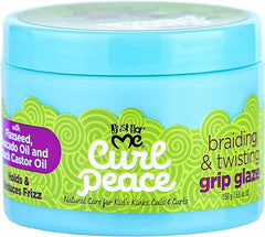Just for Me Curl Peace Braiding & Twisting Grip Glaze - Holds & Reduces Frizz, Contains Flaxseed, Avocado Oil & Black Castor Oil, Nourishes & Strengthens Hair 5.5 oz