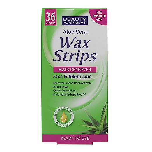 BEAUTY FORMULAS - ALOE VERA WAX STRIPS FACE% BIKINI LINE - 36 STRIPS