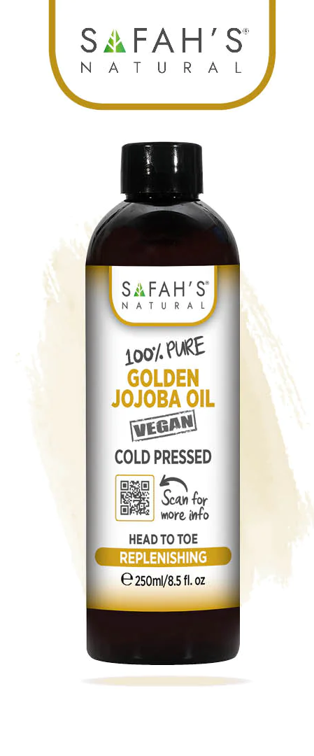 SAFAH NATURALS - 100% PURE GOLDEN JOJOBA OIL - COLD PRESSED - HEAD TO TOE - VEGAN - 250mL