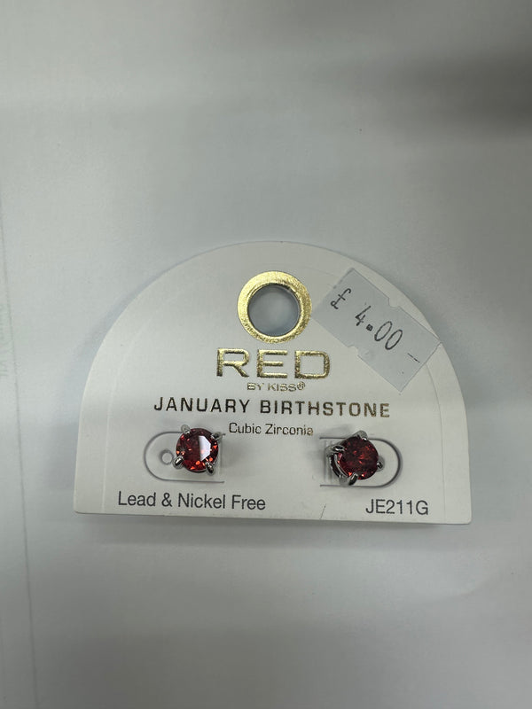 RED BY KISS  -  CUBIC ZIRCONIA BIRTHSTONE EARRINGS - LEAD & NICKEL FREE