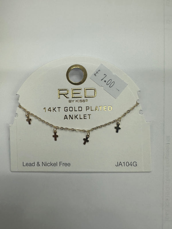 RED BY KISS - 14KT GOLD PLATED ANKLET - LEAD & NICKEL FREE