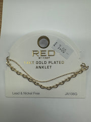 RED BY KISS - 14KT GOLD PLATED ANKLET - LEAD & NICKEL FREE