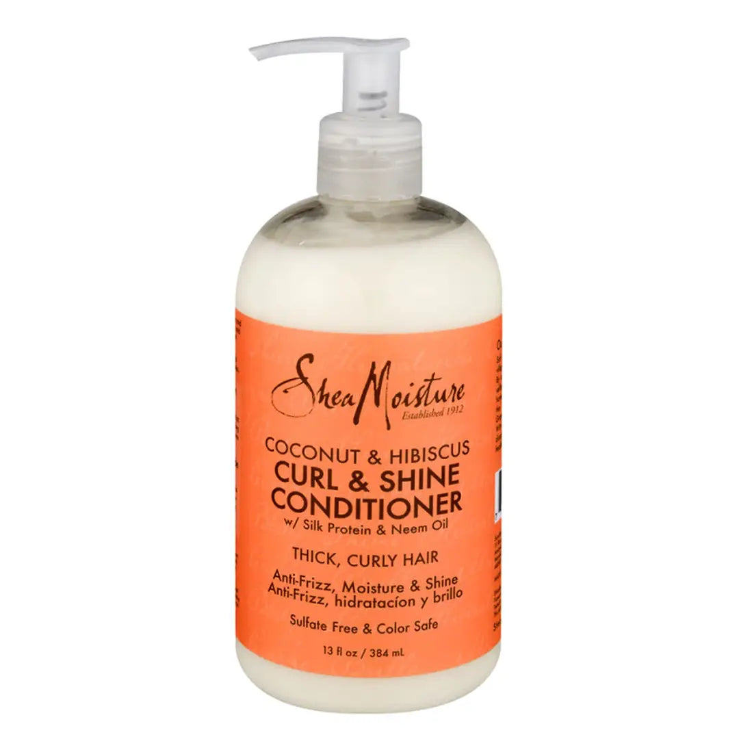 SHEA MOISTURE - CURL & SHINE CONDITIONER with COCONUT, HIBISCUS, SILK PROTEIN & NEEM OIL - 13Oz