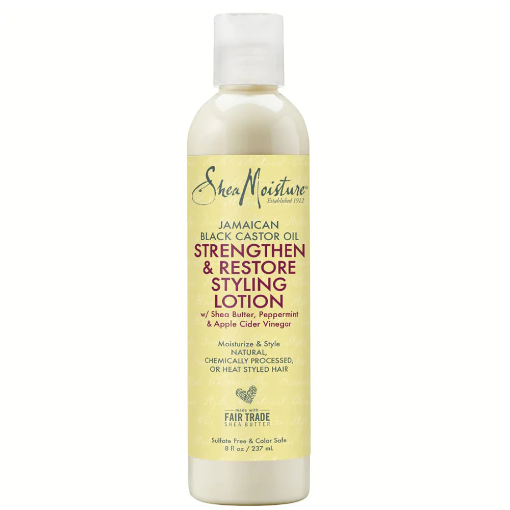 SHEA MOISTURE - STRENGTHEN & RESTORE STYLING LOTION with JAMAICAN BLACK CASTOR OIL, SHEA BUTTER, PEPPERMINT & APPLE CIDER VINEGAR - 8Oz