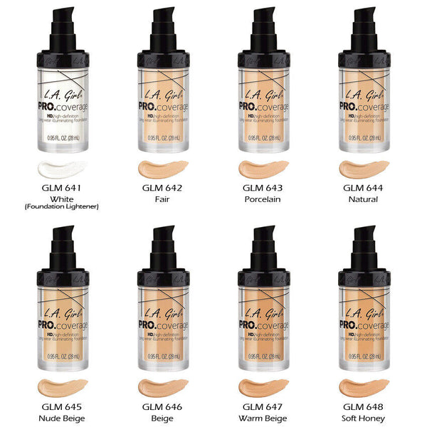 LA GIRL - PRO COVERAGE FOUNDATION - Color # GLM 641-656 28mL