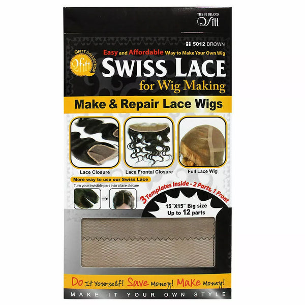 Qfitt Swiss Lace For Wig Making Make and Repair Lace Wig 15" x 15"