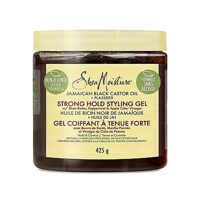 SHEA MOISTURE - STRONG HOLD STYLING GEL with BLACK CASTOR OIL,SHEA BUTTER , PEPPERMINT & APPLE CIDER VINEGAR - 15Oz