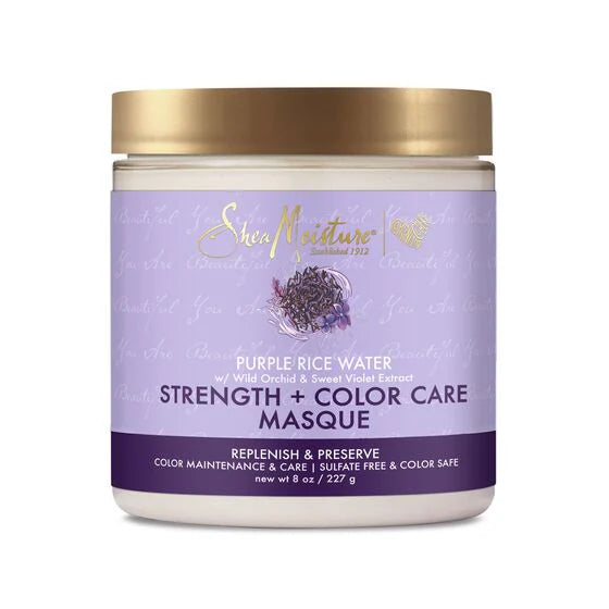 SHEA MOISTURE - STRENGTH + COLOR CARE MASQUE - PURPLE RICE WATER - 8Oz