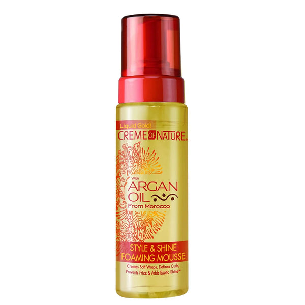CREME OF NATURE - STYLE & SHINE FOAMING MOUSSE with ARGAN OIL - 7Oz