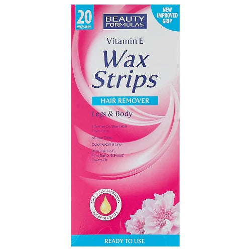 BEAUTY FORMULAS - VITAMIN E WAX STRIPS LEGS % BODY HAIR REMOVER -  20 STRIPS