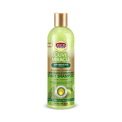 AFRICAN PRIDE - MOISTURIZING & DETANGLING 2 in 1 SHAMPOO with OLIVE & ANTI-BREAKAGE FORMULA - 12oZ