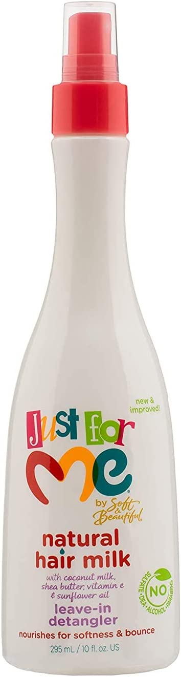 JUST FOR ME - Leave-In Detangler with Natural Hair Milk , Coconut Milk , Shea Butter , Vitamin-E n Sunflower Oil - 10oZ