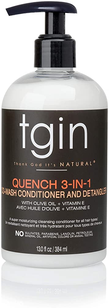 TGIN - Quench 3 in 1 Co-Wash Conditioner & Detangler  with OLive Oil n Vitamin-E - 13oZ