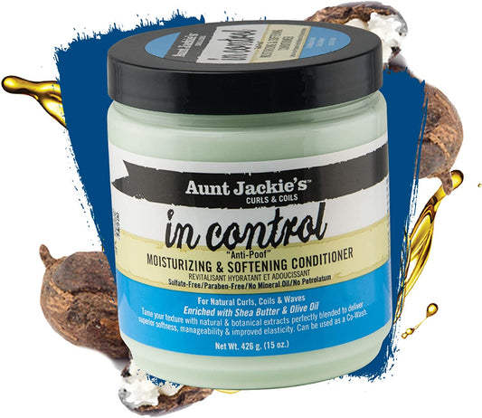 AUNT JACKIE'S - In Control Anti Poof Moisturizing & Softening Conditioner for Natural Hair , Curls , Coils & Waves - 15oz