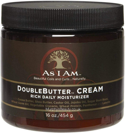 AS I AM - DoubleButter Cream with Cocoa Butter , Shea Butter , Castor Oil , Jojoba Oil and Sugar Beet Root - 16oZ