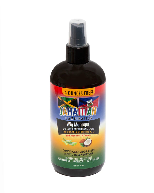JAHATIAN COMBINATION - Wig Manager Oil-Free Conditioning Spray for Human n Synthetic Hair - 12oZ