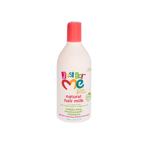 JUST FOR ME - Sulfate-Free Moisture Shampoo with Natural Hair Milk , Coconut Milk , Shea Butter , Vitamin E and Sunflower Oil - 13.5oZ