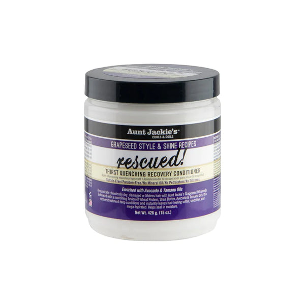 AUNT JACKIE'S - RESCUED! Thirst Quenching Recovery Conditioner with Grapeseed for Natural Hair, Curls, Coils & Waves - 15oz