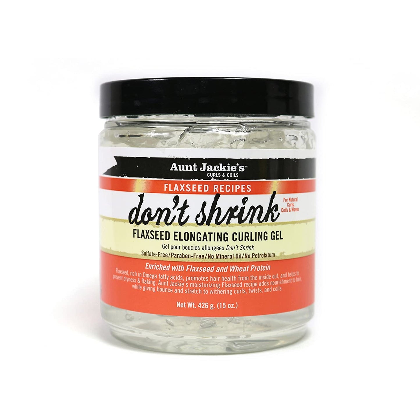 AUNT JACKIE'S - Don't Shrink Flaxseed Elongating Curling Gel for Natural Hair, Curls , Coils & Waves - 15oz