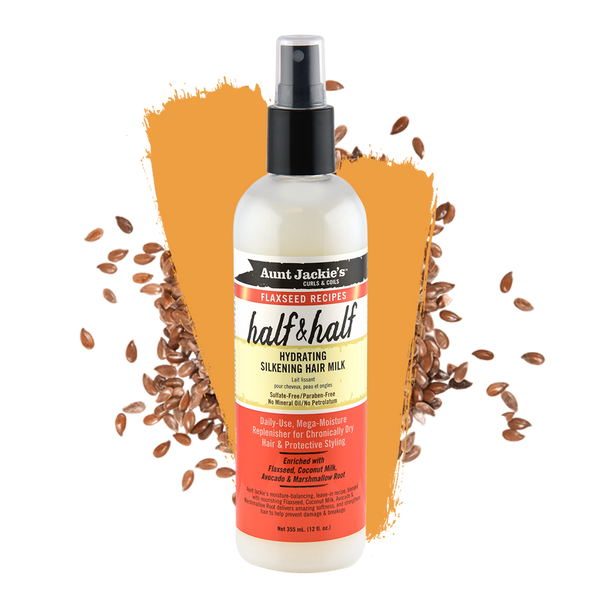 AUNT JACKIE'S - Half & Half Hydrating Silkening Hair Milk for Mega Moisture & Replenshing - 12oz