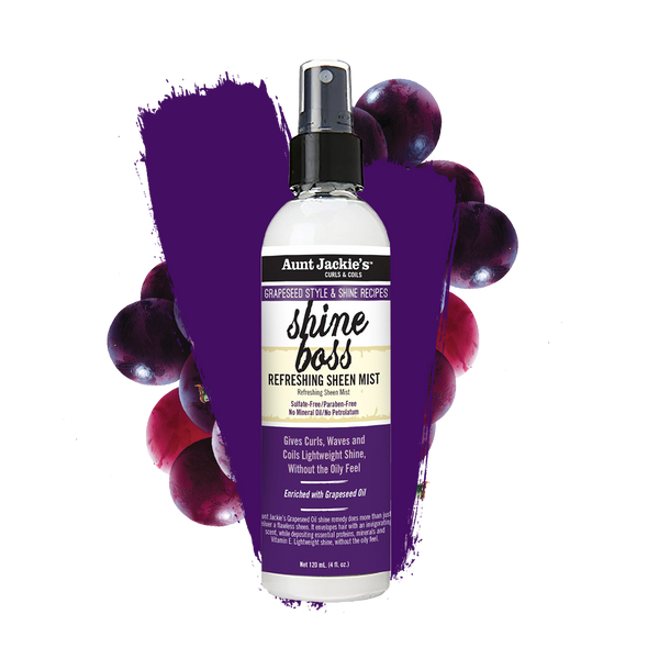 AUNT JACKIE'S - Shine Boss Refreshing Sheen Mist for Natural Hair, Curls, Coils & Hair - 4oz